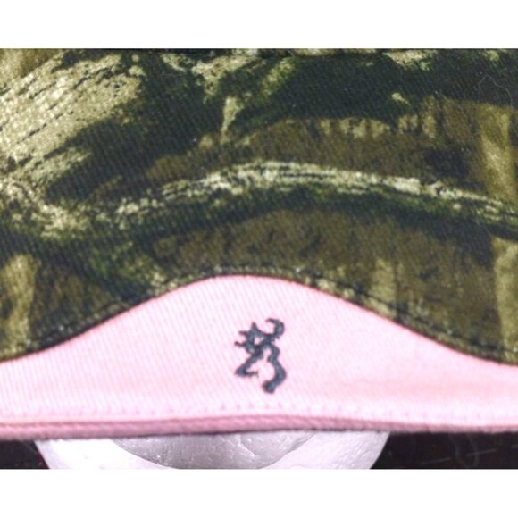 Browning Womens Pink Trim Camo Baseball Cap Adjustable OSFA Cotton - Picture 2 of 7